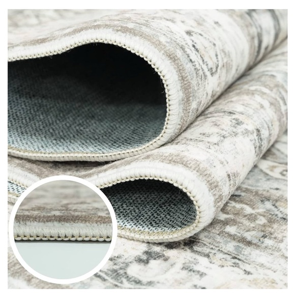Amazon Gray and Cream Patterned Runner Rug - Picture 5 of 8